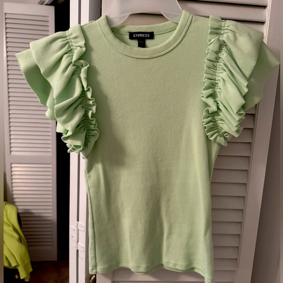 Express ribbed ruffle sleeve tee - Picture 1 of 1